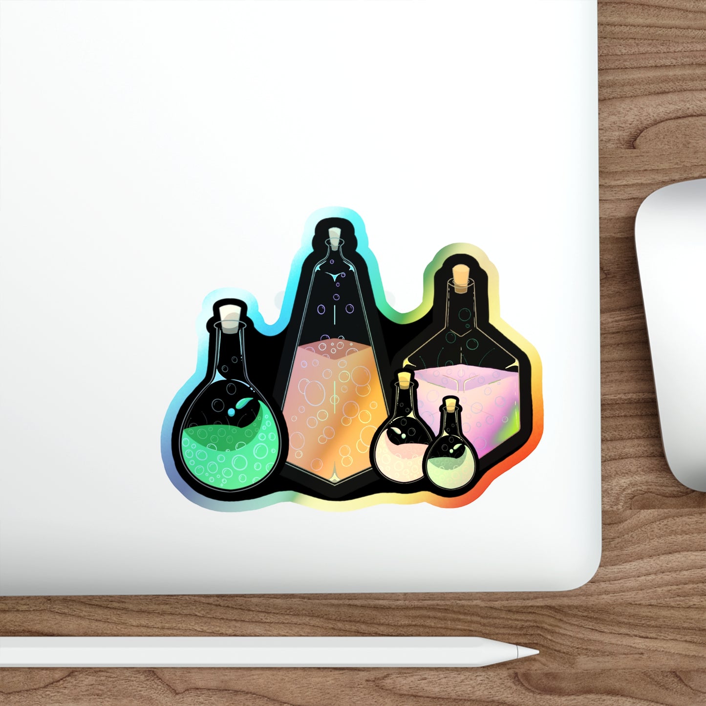 Potion Bottles Holographic Die-cut Sticker Paper products Printify 5" × 5" Die-Cut Holographic