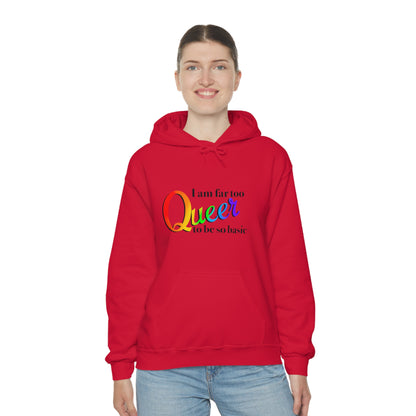 Far too queer Pride Unisex Heavy Blend™ Hooded Sweatshirt Hoodie Printify Red S 