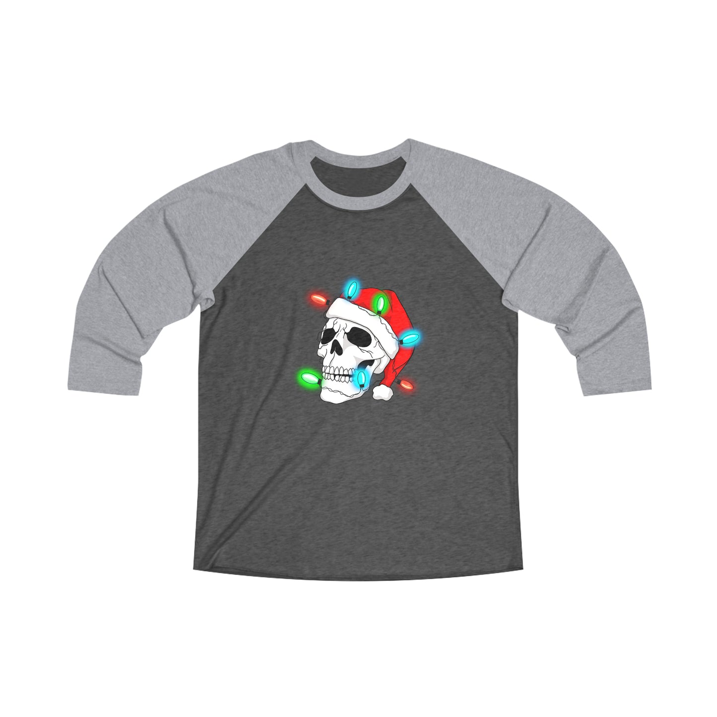 Festive Skull Unisex Tri-Blend 3\4 Raglan Tee Long-sleeve Printify Premium Heather / Vintage Black S 