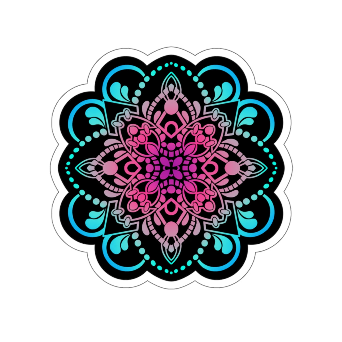 Pink and Turquoise mandala Kiss-Cut Sticker Paper products Printify   