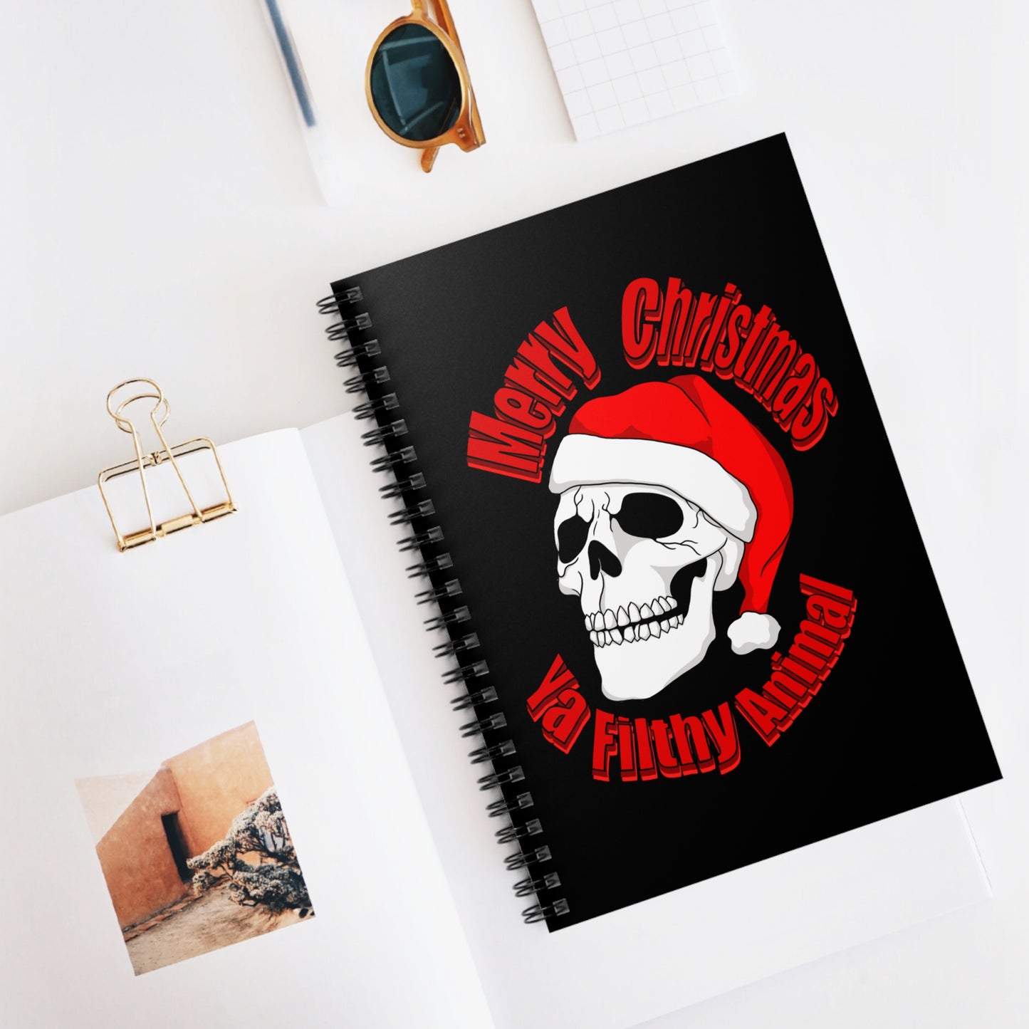 Merry christmas ya filthy animal Spiral Notebook - Ruled Line Paper products Printify   