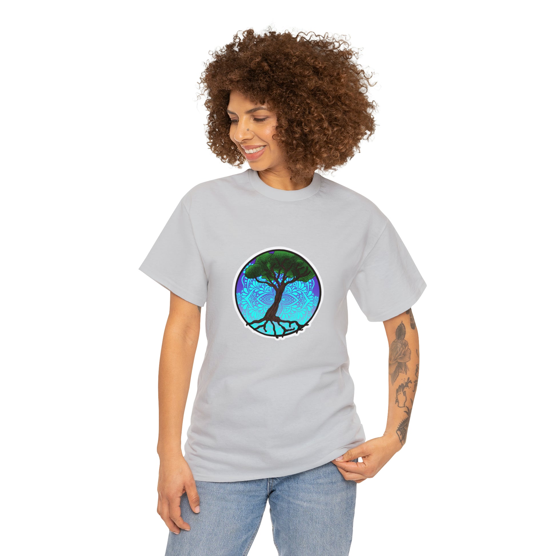 Tree of life Mandala Unisex Heavy Cotton Tee T-Shirt Printify   