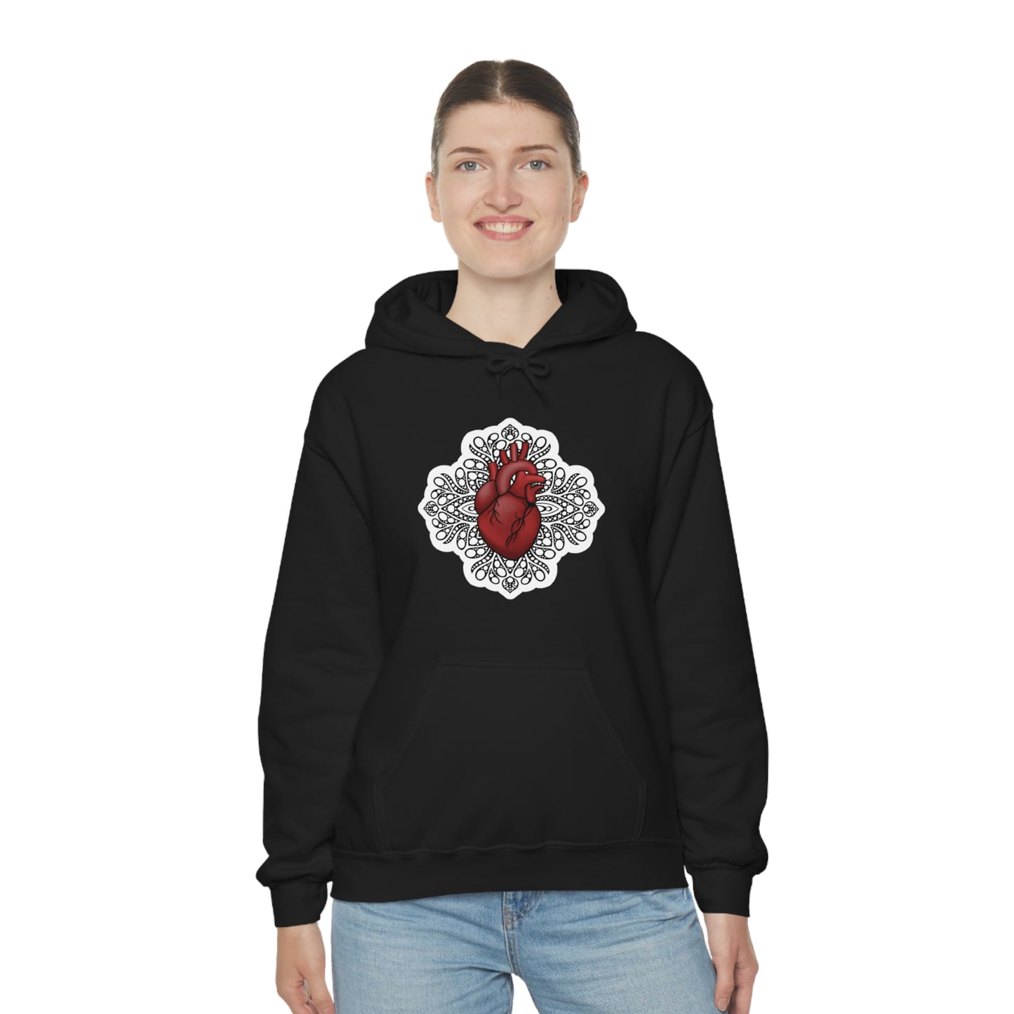 Anatomical Heart Mandala Unisex Heavy Blend™ Hooded Sweatshirt Hoodie Printify   