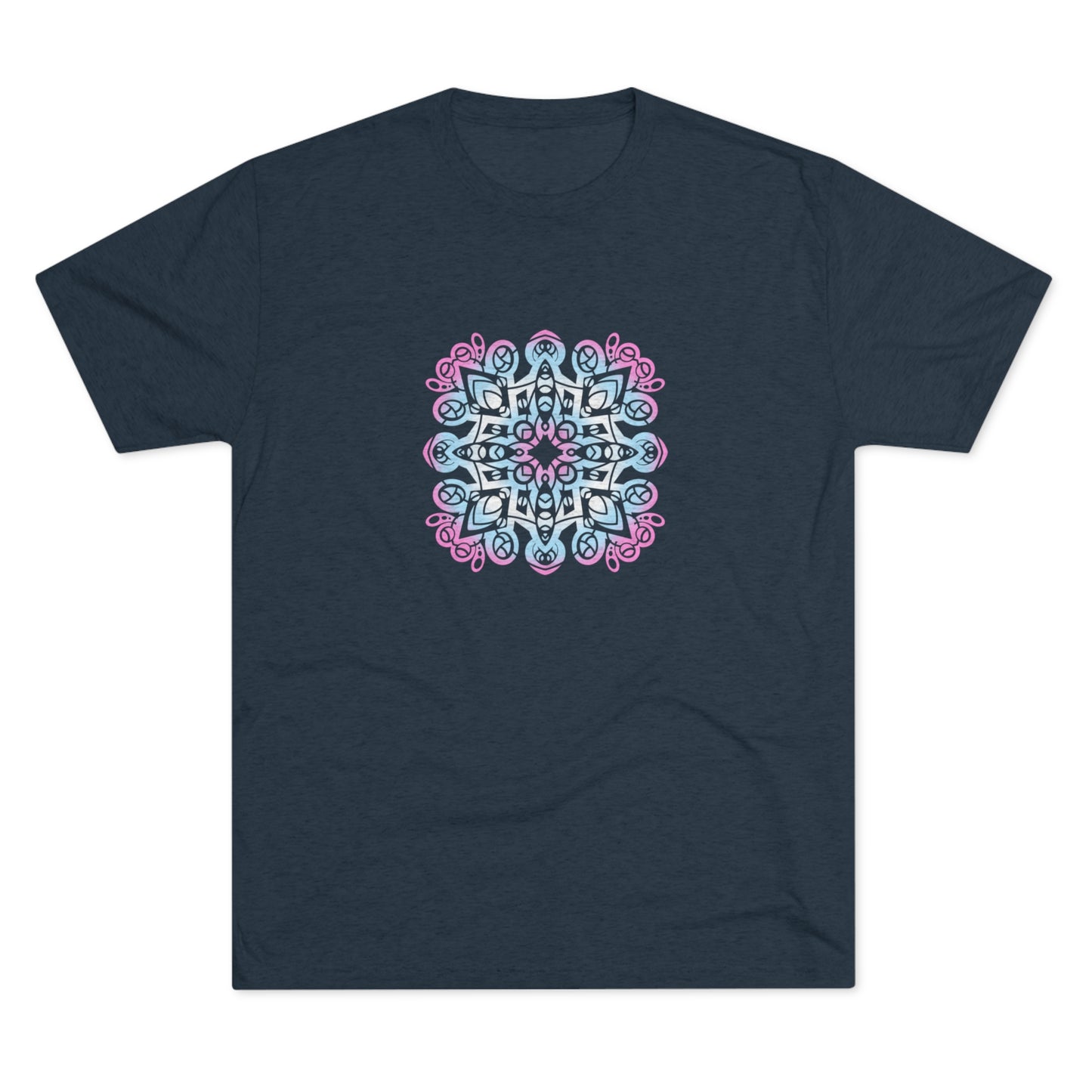 Trans pride Mandala Unisex Tri-Blend Crew Tee T-Shirt Printify Tri-Blend Vintage Navy M 