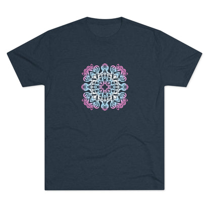 Trans pride Mandala Unisex Tri-Blend Crew Tee T-Shirt Printify Tri-Blend Vintage Navy M 