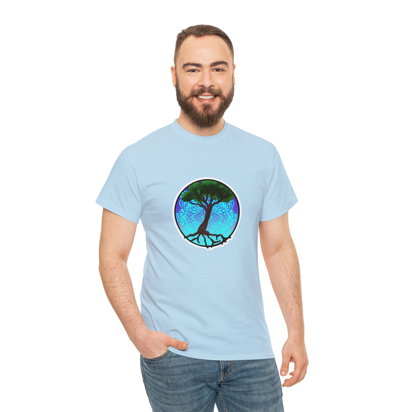 Tree of life Mandala Unisex Heavy Cotton Tee T-Shirt Printify   