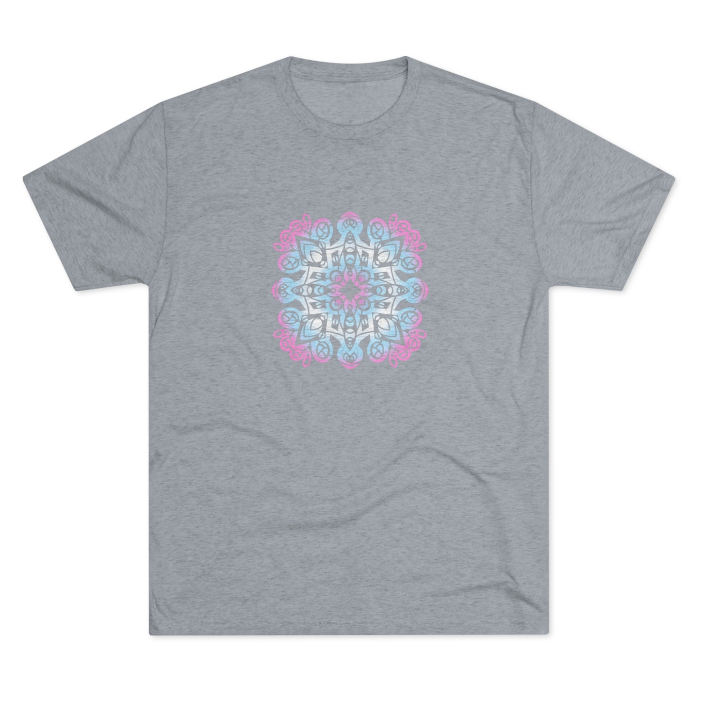 Trans pride Mandala Unisex Tri-Blend Crew Tee T-Shirt Printify Tri-Blend Premium Heather S 