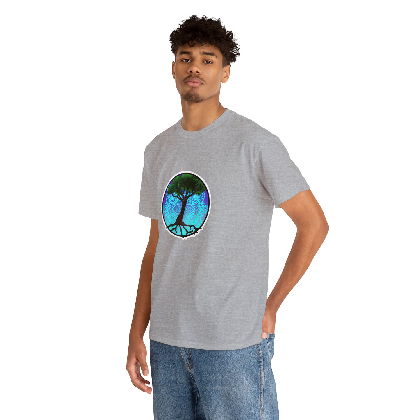 Tree of life Mandala Unisex Heavy Cotton Tee T-Shirt Printify   