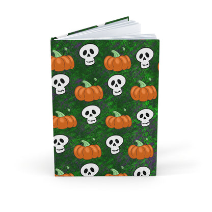 Skull and pumpkin Hardcover Journal (A5) Paper products Printify A5 Ruled line 