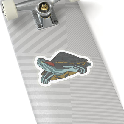 Red eared slider turtle Kiss-Cut Sticker Paper products Printify   