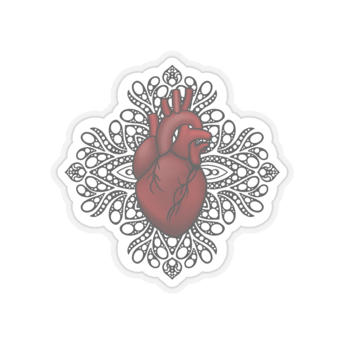 Anatomical heart mandala Kiss-Cut Sticker Paper products Printify   