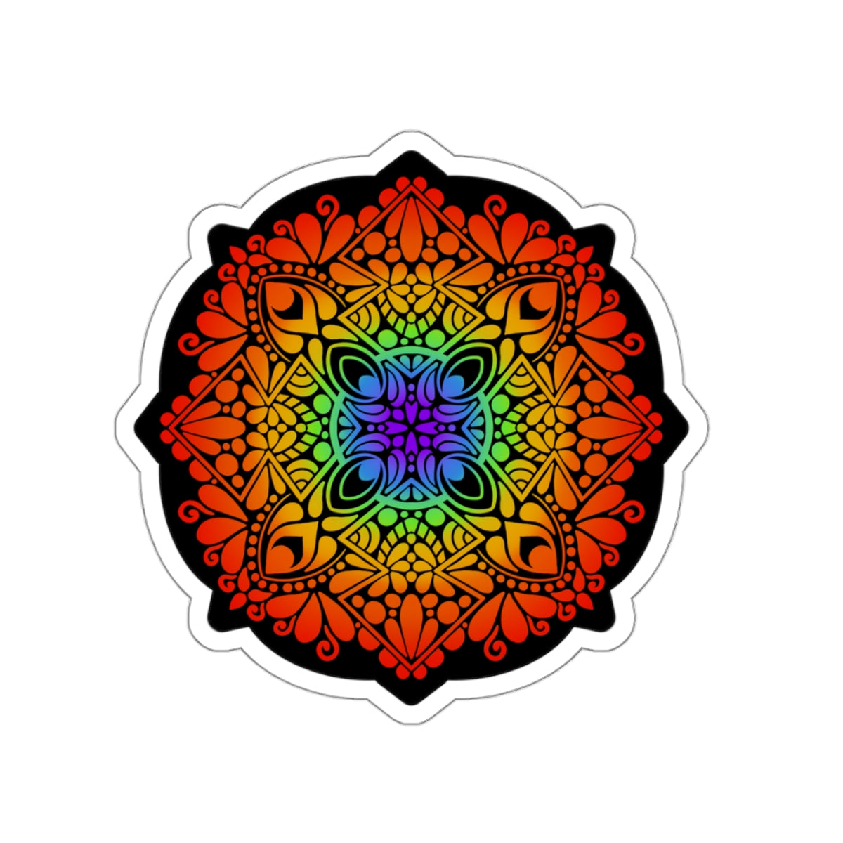 Rainbow Pride mandala Kiss-Cut Sticker Paper products Printify   