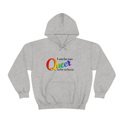 Far too queer Pride Unisex Heavy Blend™ Hooded Sweatshirt Hoodie Printify   