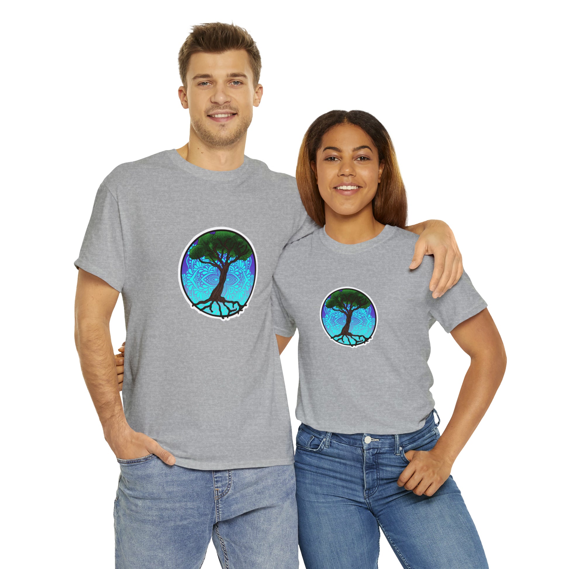 Tree of life Mandala Unisex Heavy Cotton Tee T-Shirt Printify   