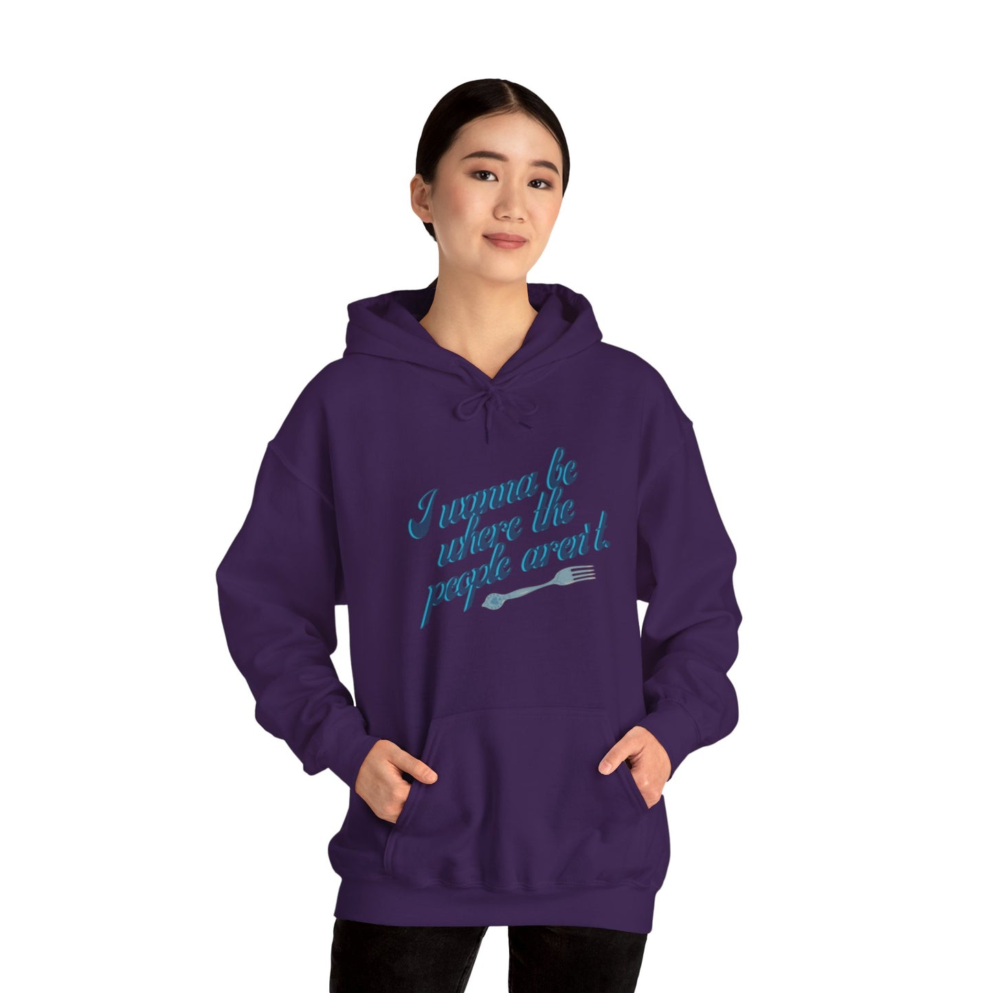 Embrace Your Introverted Side: "I Wanna Be Where the People Aren't" Hoodie Hoodie Printify Purple S 