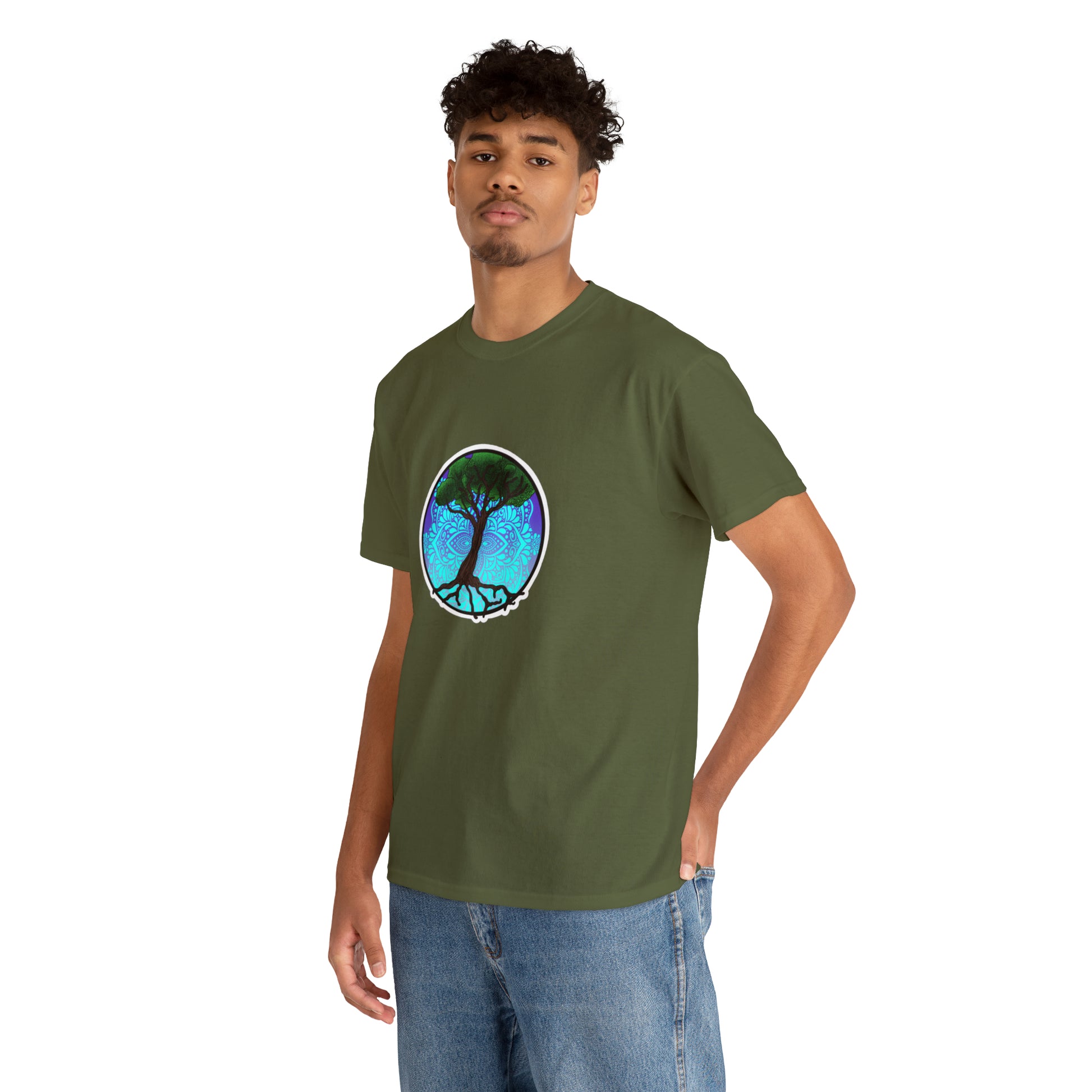 Tree of life Mandala Unisex Heavy Cotton Tee T-Shirt Printify   