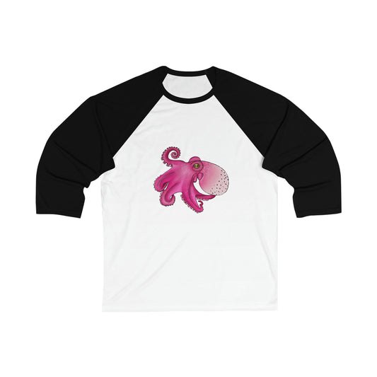 Dragon fruit Octopus Unisex 3\4 Sleeve Baseball Tee Long-sleeve Printify White/Black M 