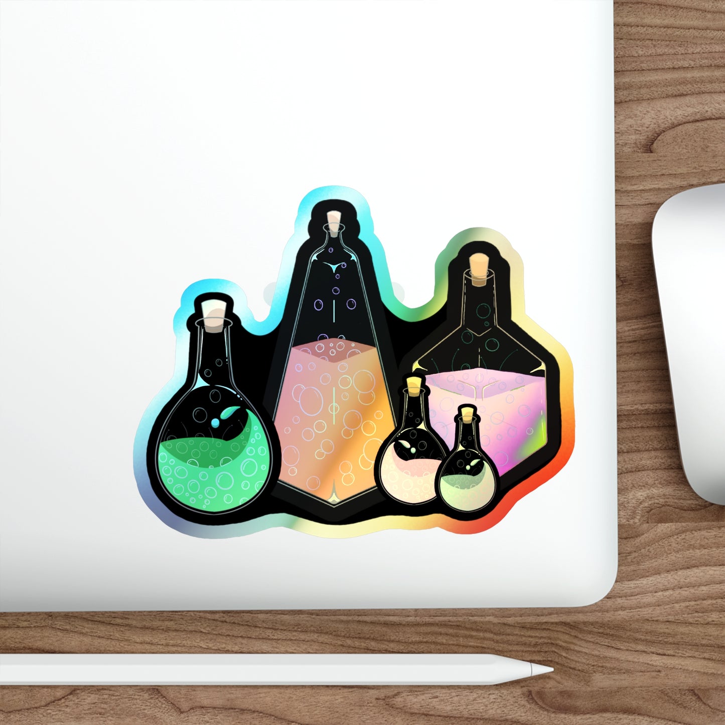 Potion Bottles Holographic Die-cut Sticker Paper products Printify 6" × 6" Die-Cut Holographic