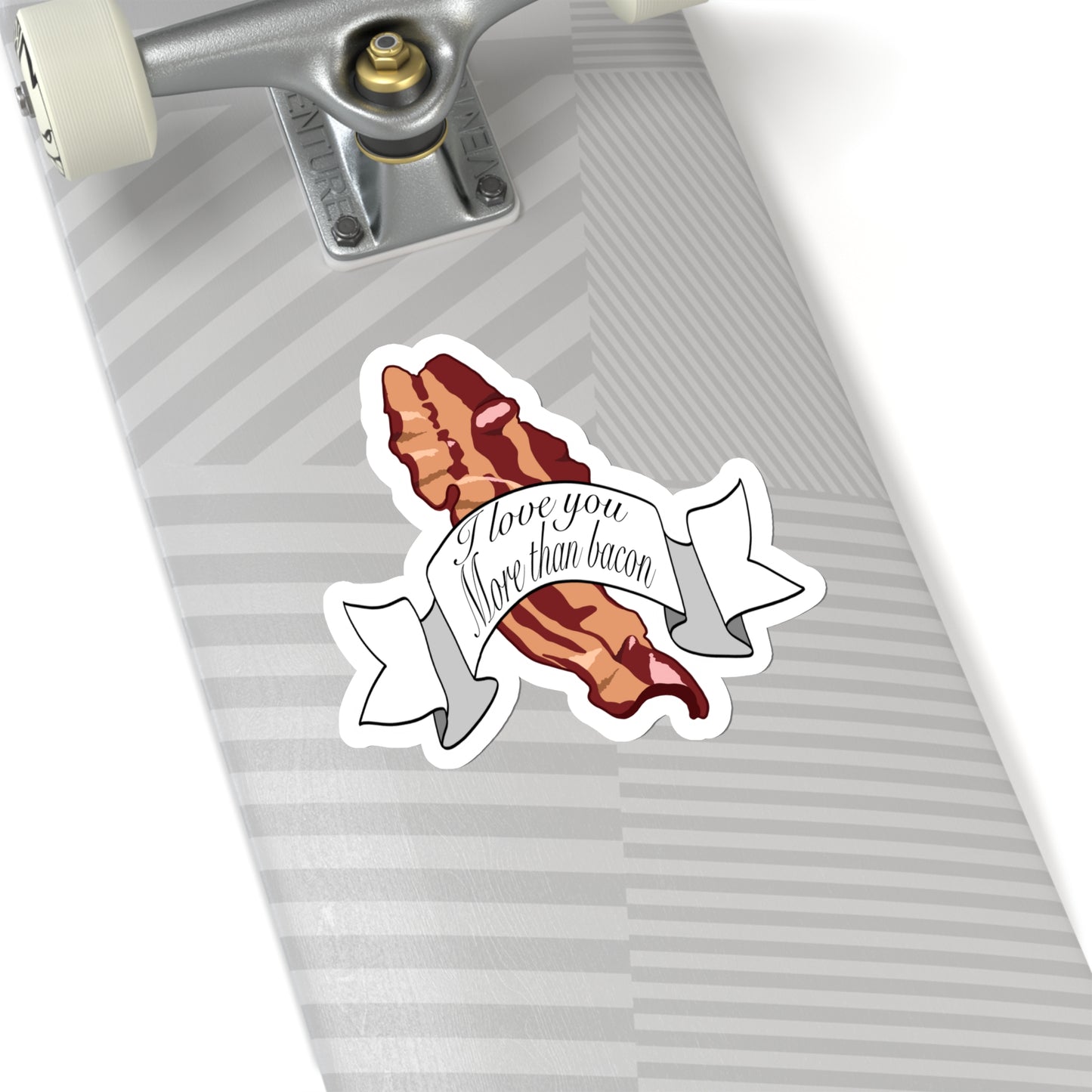 I love you more than bacon Kiss-Cut Sticker Paper products Printify   