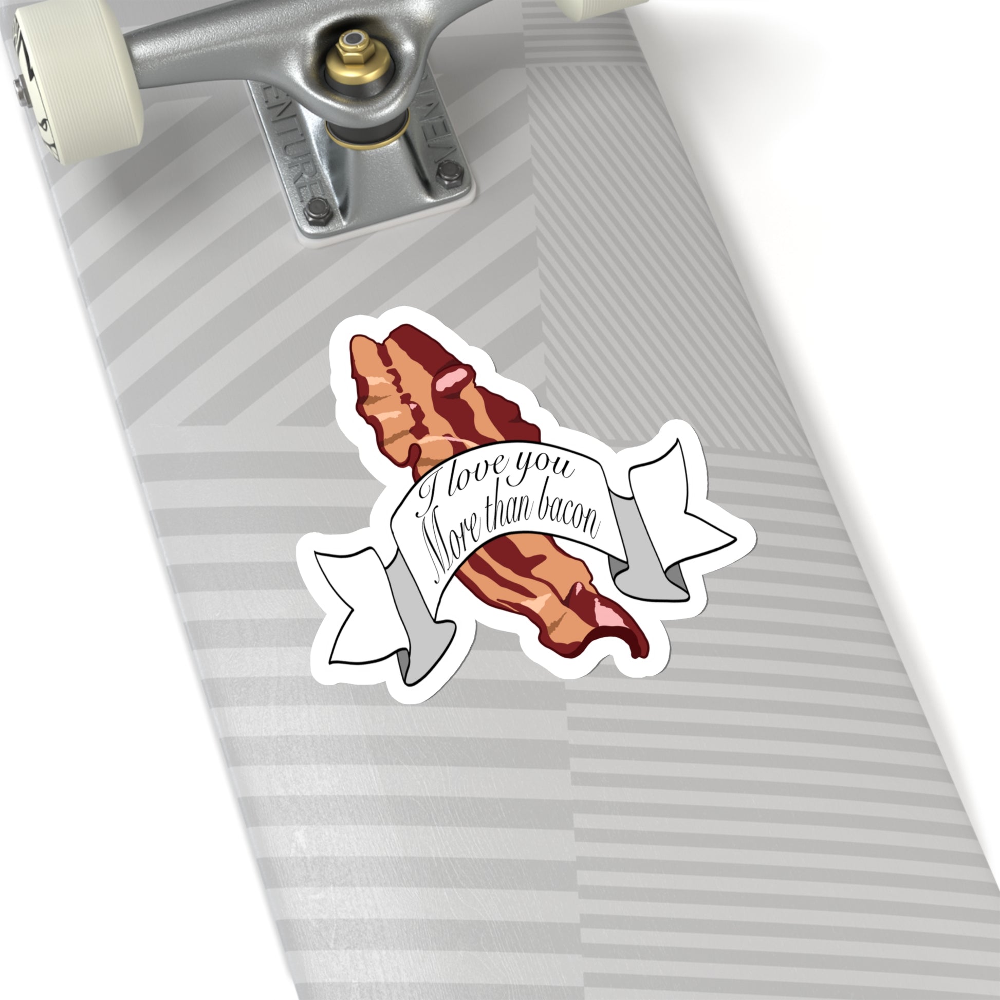 I love you more than bacon Kiss-Cut Sticker Paper products Printify   