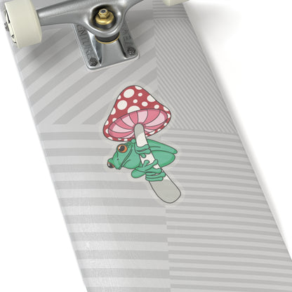 Frog under a toadstool Kiss-Cut Sticker Paper products Printify 6" × 6" Transparent 