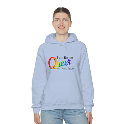 Far too queer Pride Unisex Heavy Blend™ Hooded Sweatshirt Hoodie Printify Light Blue S 