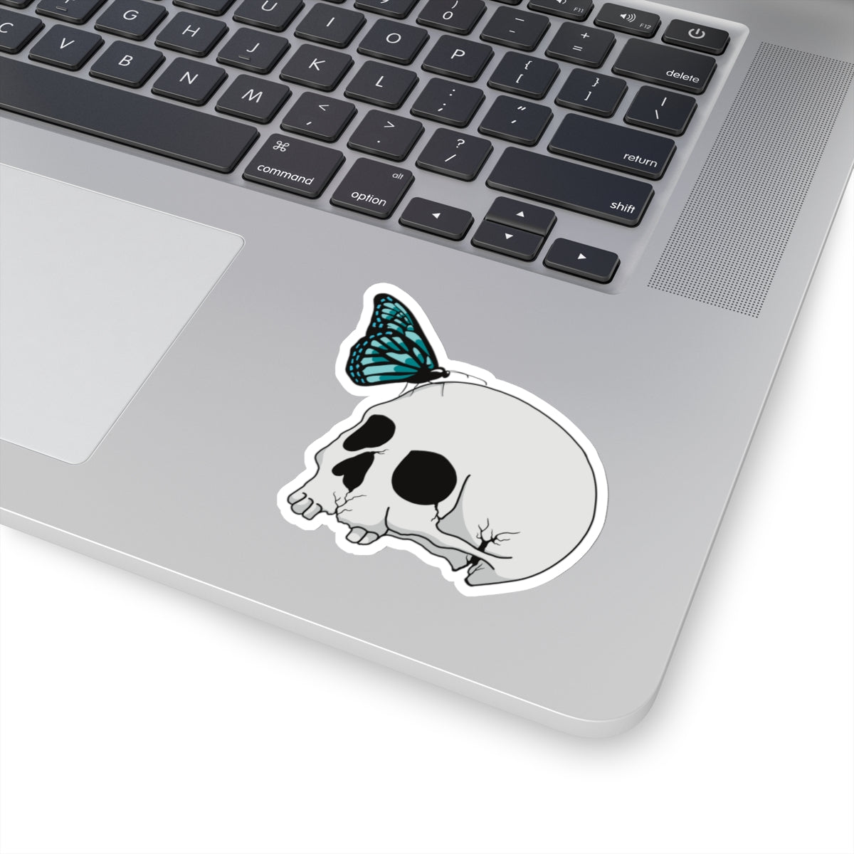 Skull and butterfly Kiss-Cut Stickers Paper products Printify 3" × 3" White 