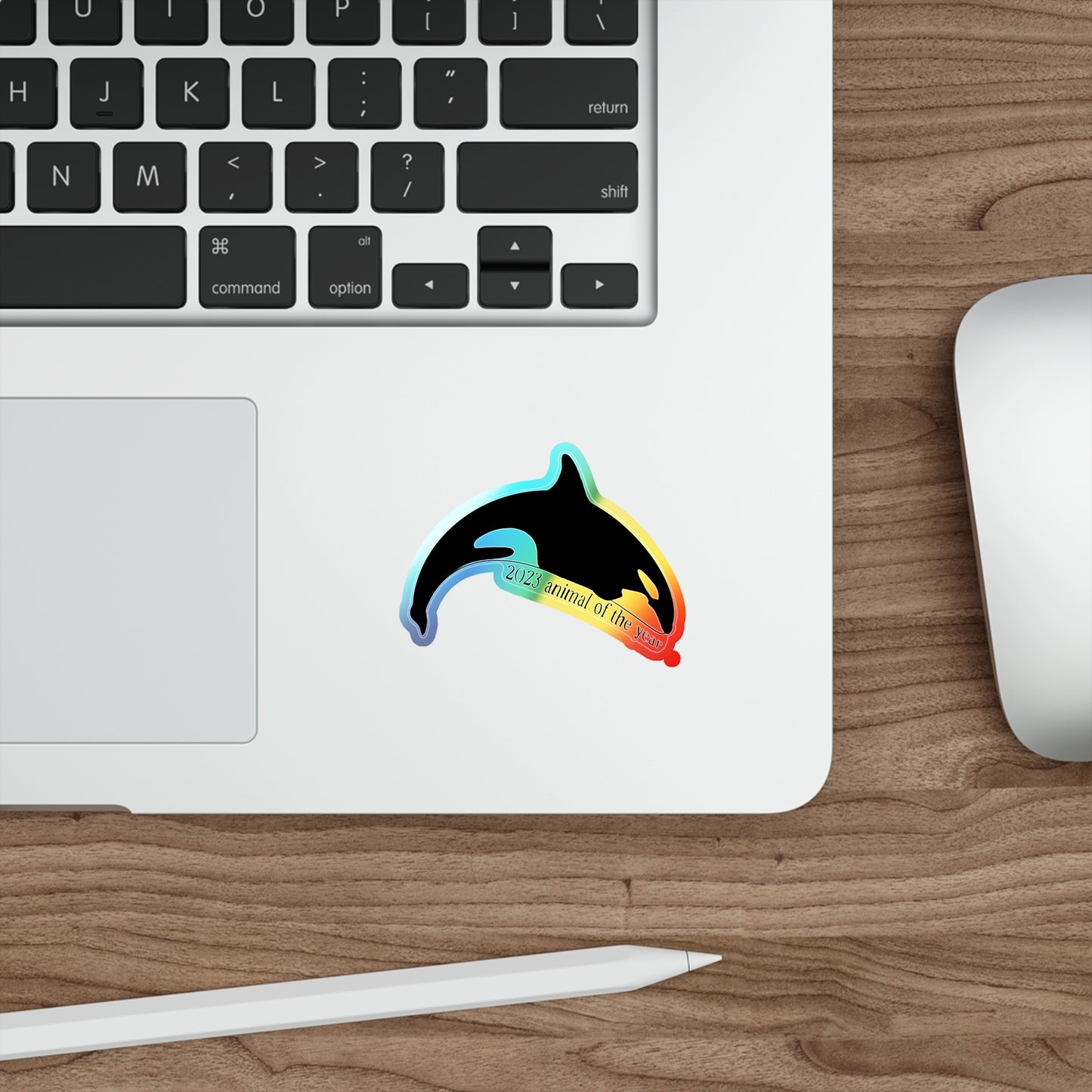 Orca Animal of the year Holographic Die-cut Sticker Paper products Printify 3" × 3" Die-Cut Holographic