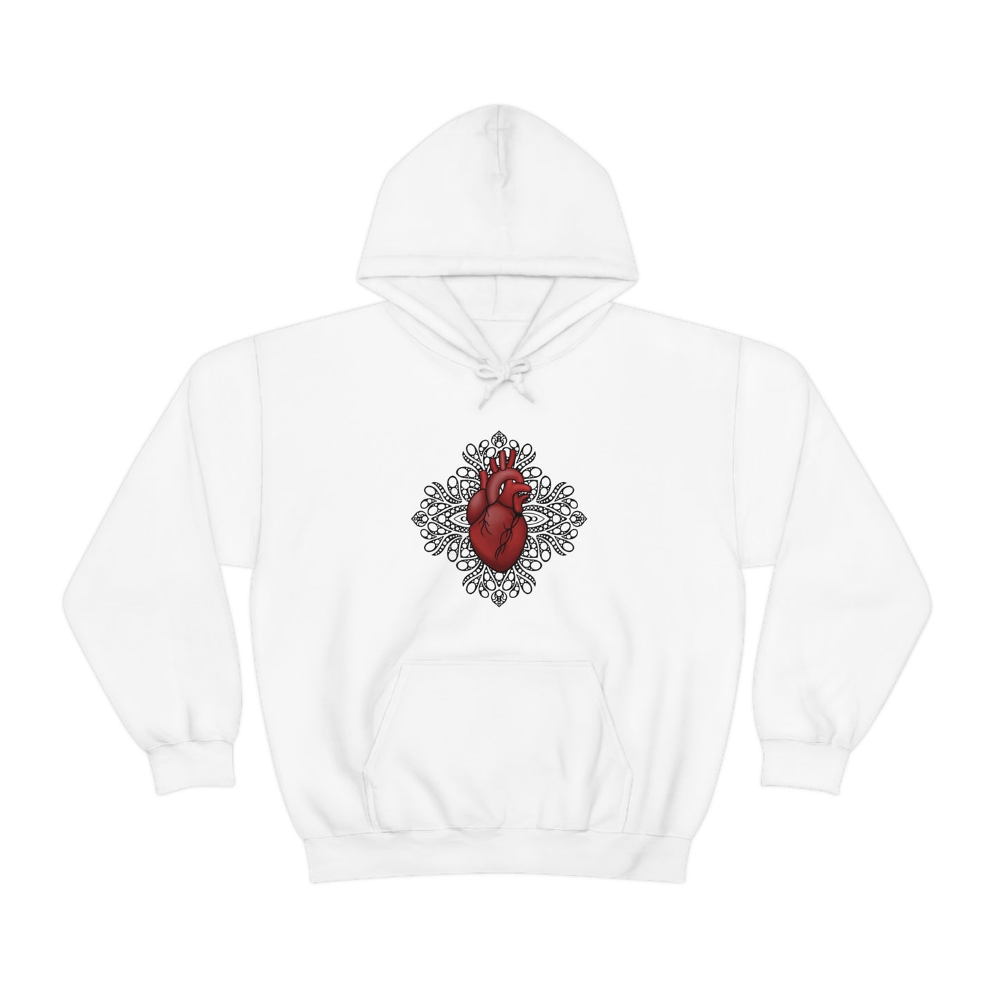 Anatomical Heart Mandala Unisex Heavy Blend™ Hooded Sweatshirt Hoodie Printify White S 