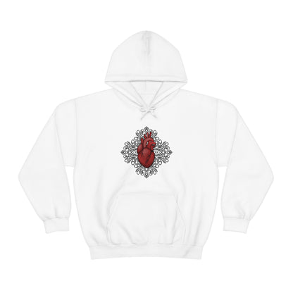 Anatomical Heart Mandala Unisex Heavy Blend™ Hooded Sweatshirt Hoodie Printify White S 