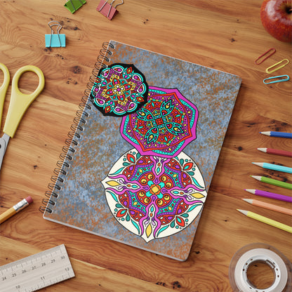 Three Mandalas Wire bound Softcover Notebook, A5 Paper products Printify   