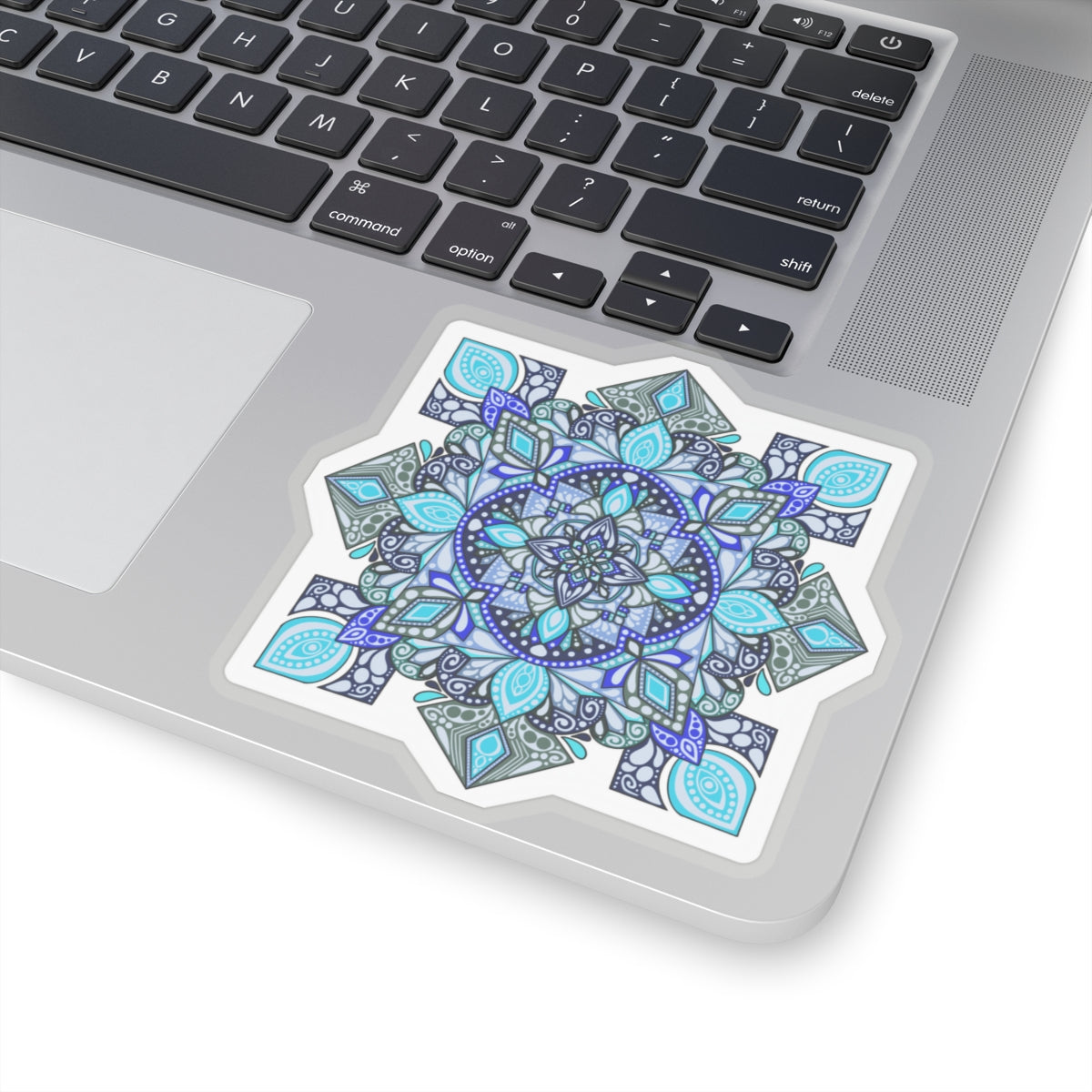 Bright blue mandala Kiss-Cut Sticker Paper products Printify   