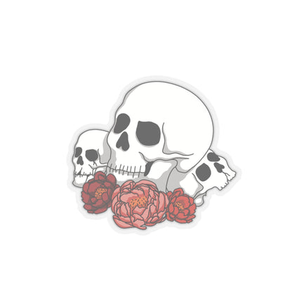 Skulls and flowers Kiss cut sticker Paper products Printify 6" × 6" Transparent 