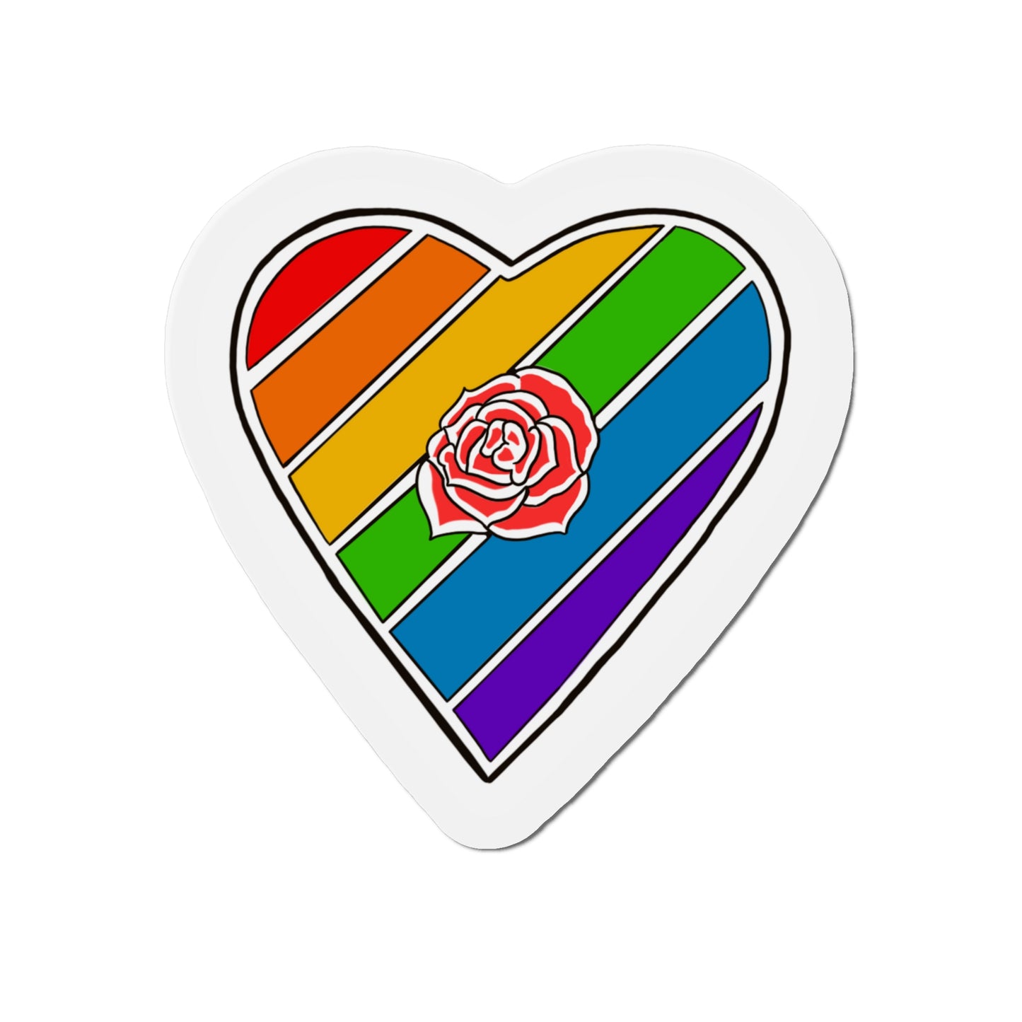 Rainbow heart rose Kiss-Cut Magnet Home Decor Printify   