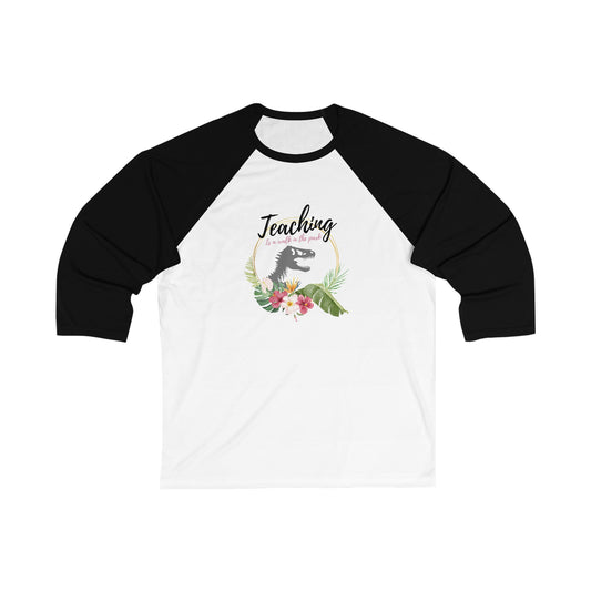 Teaching is a walk in the park Unisex 3\4 Sleeve Baseball Tee Long-sleeve Printify White/Black S 