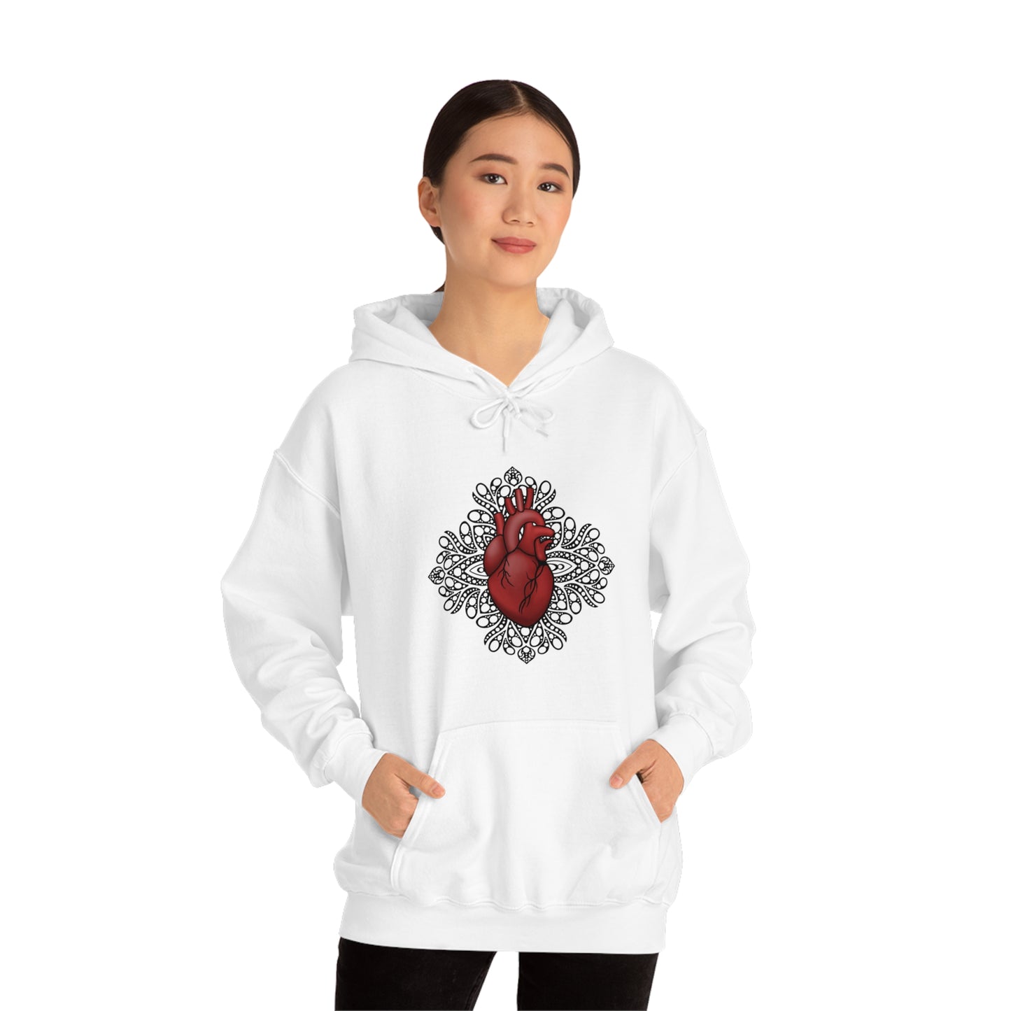 Anatomical Heart Mandala Unisex Heavy Blend™ Hooded Sweatshirt Hoodie Printify   