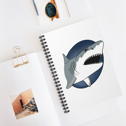 Great White Shark Spiral Notebook - Ruled Line Paper products Printify   