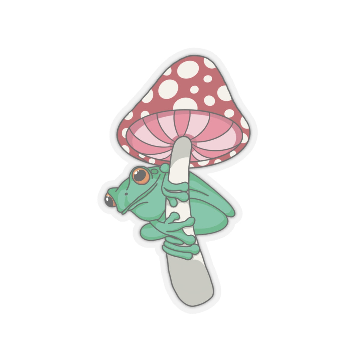 Frog under a toadstool Kiss-Cut Sticker Paper products Printify   