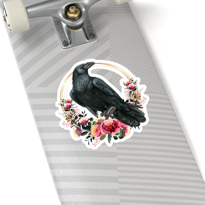 Raven Kiss-Cut Stickers with Gold Details and Flowers