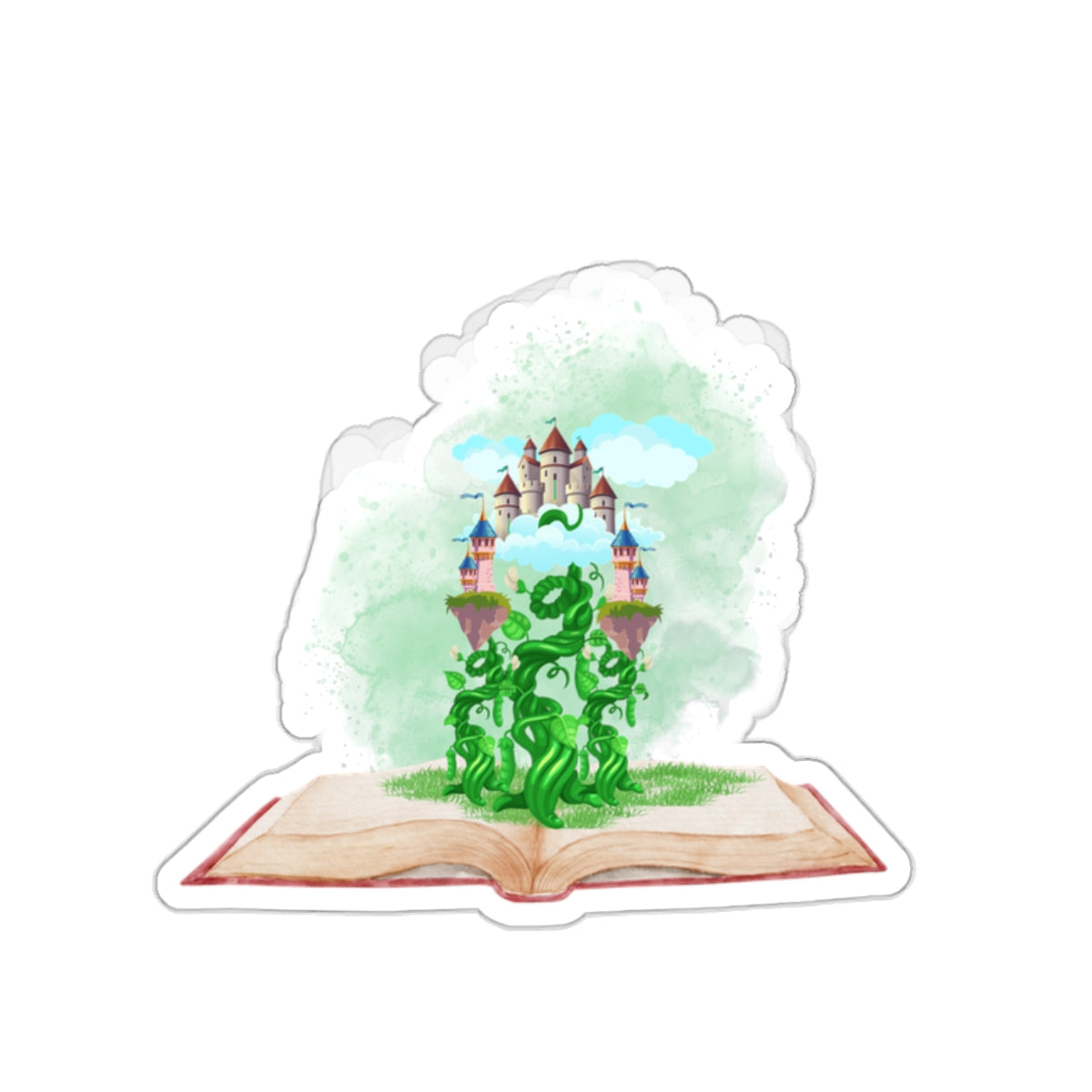 Beanstalk castle fantasy book Kiss-Cut Sticker Paper products Printify   