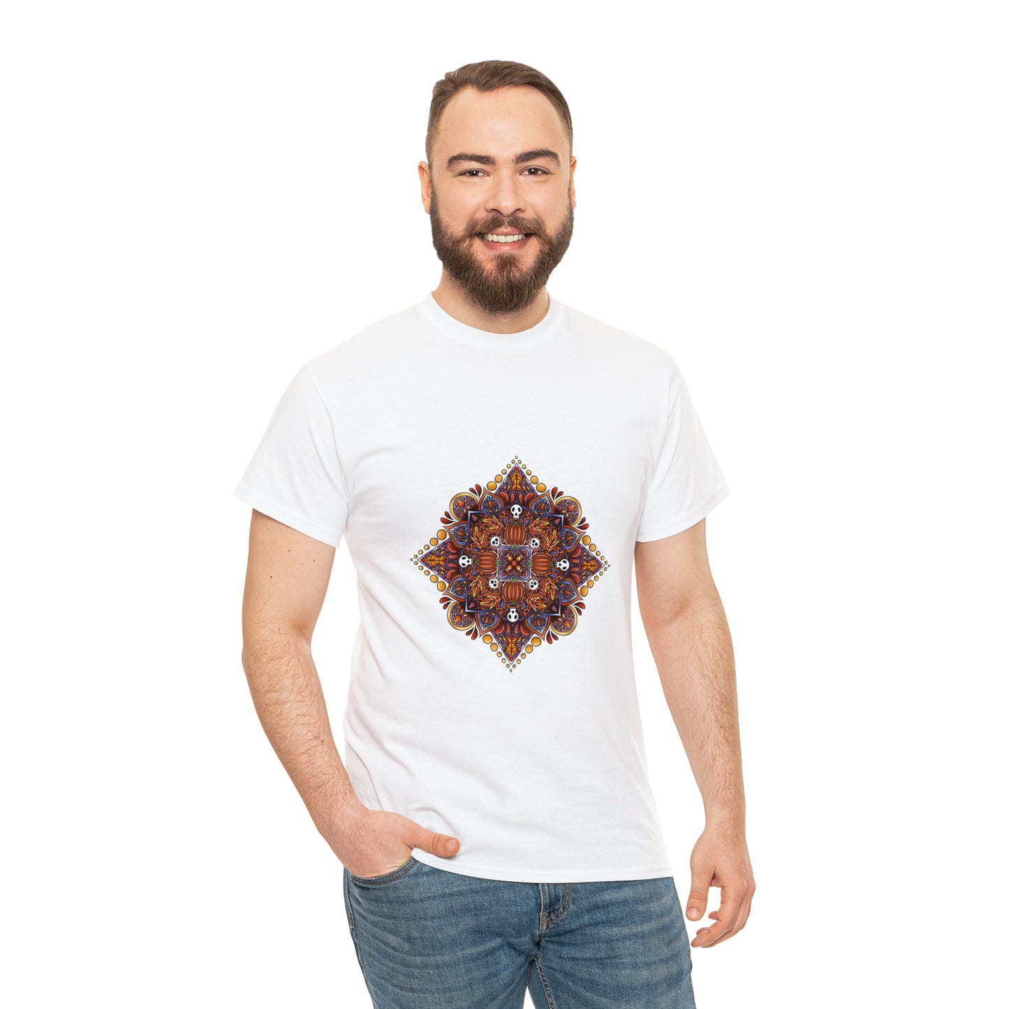 Fall Mandala Unisex Heavy Cotton Tee T-Shirt Printify   