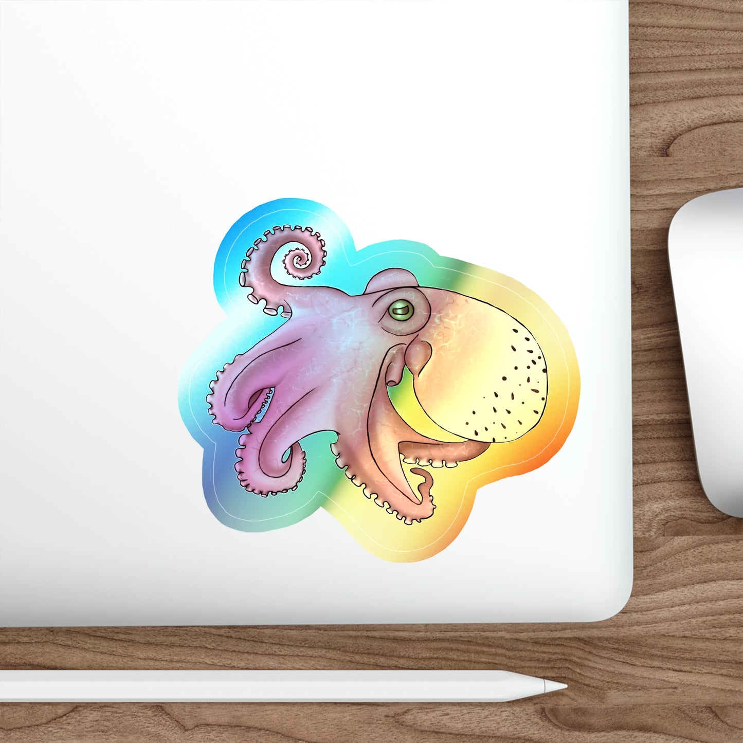 Octopus Holographic Die-cut Sticker Paper products Printify 5" × 5" Die-Cut Holographic