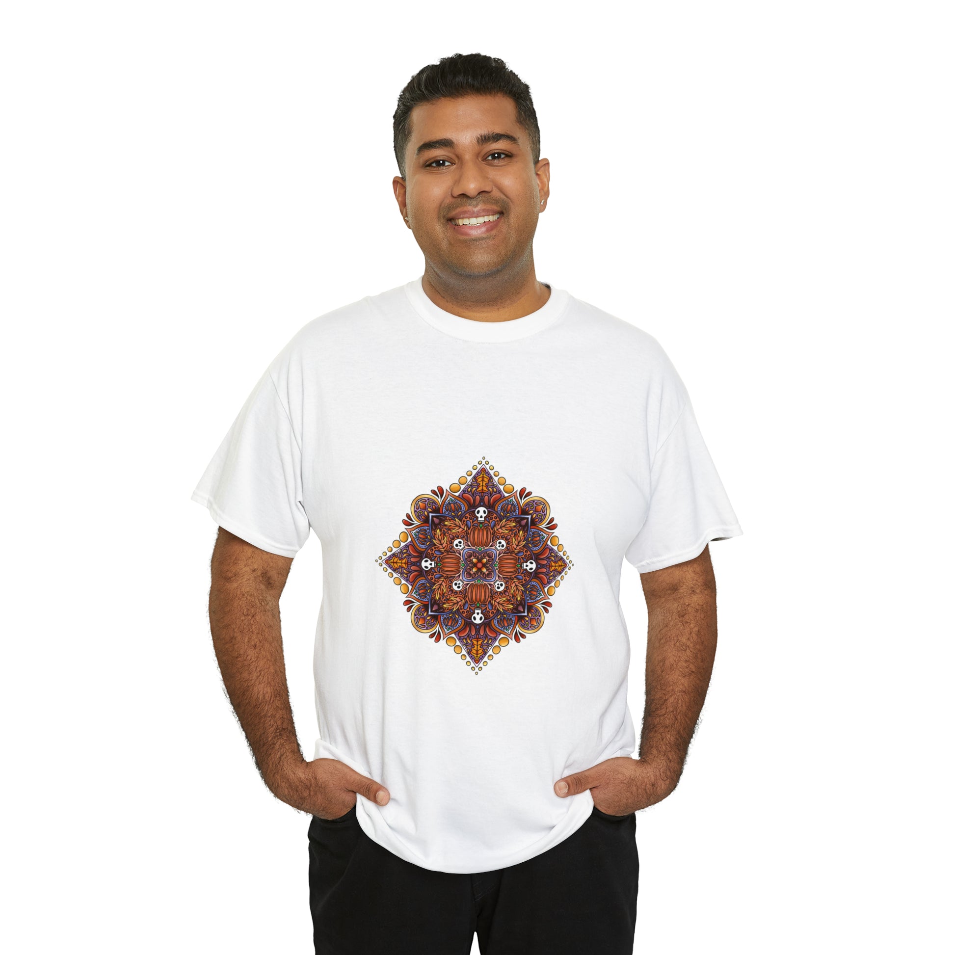 Fall Mandala Unisex Heavy Cotton Tee T-Shirt Printify   