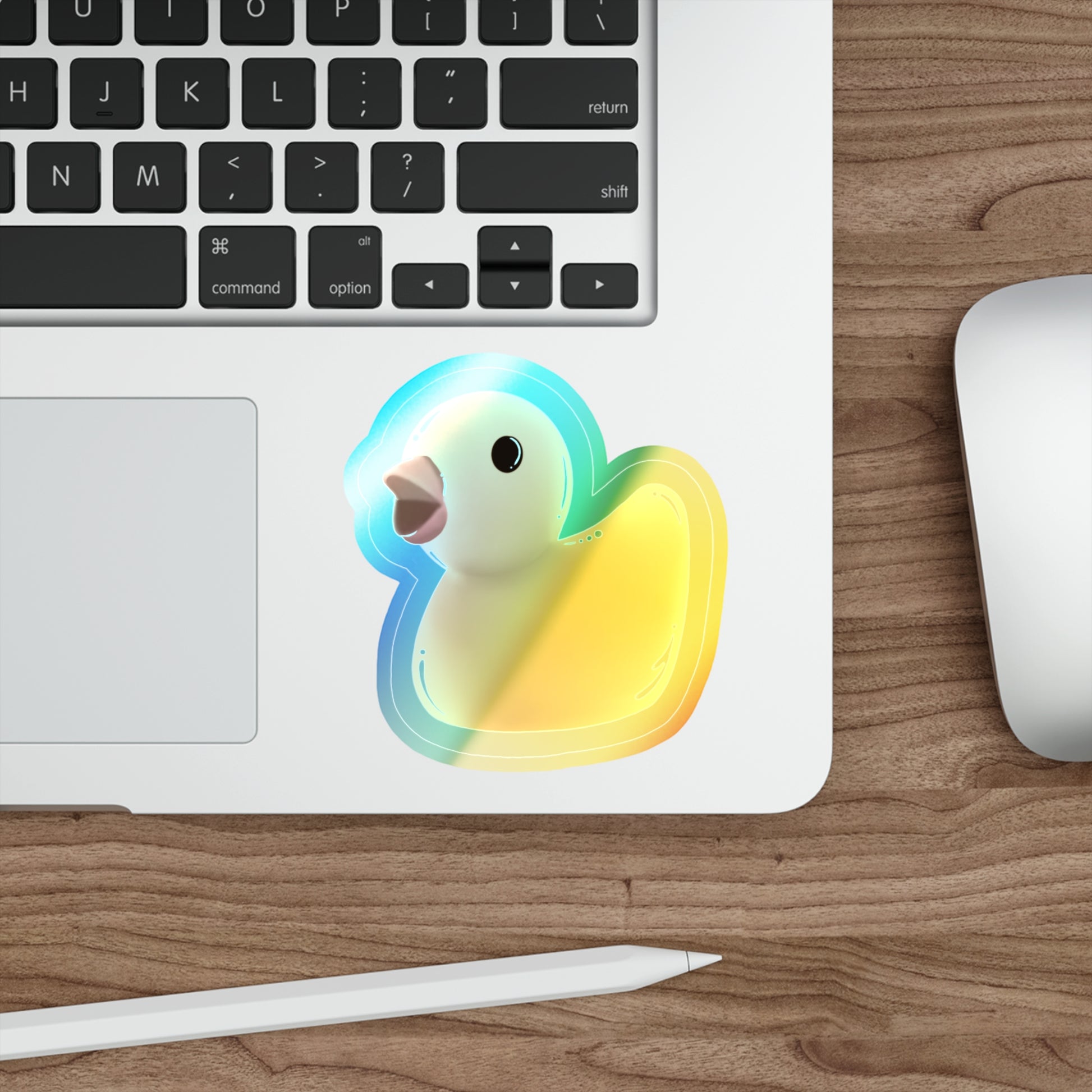 Rubber Duck Holographic Die-cut Sticker Paper products Printify   