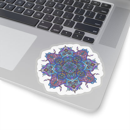 Purple and turquoise mandala Kiss-Cut Sticker Paper products Printify 4" × 4" Transparent 