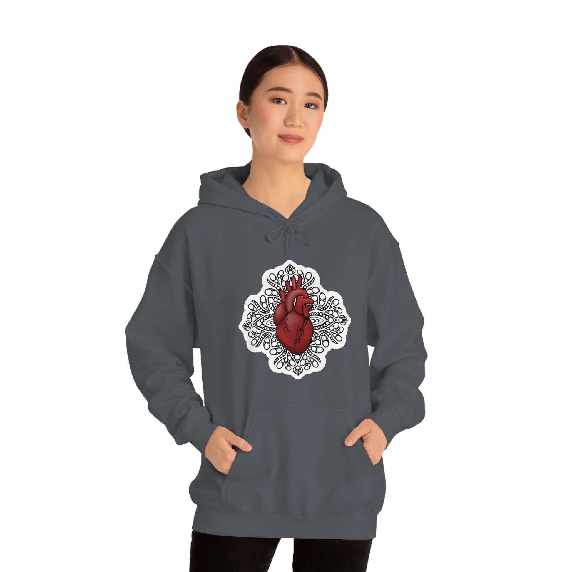 Anatomical Heart Mandala Unisex Heavy Blend™ Hooded Sweatshirt Hoodie Printify   