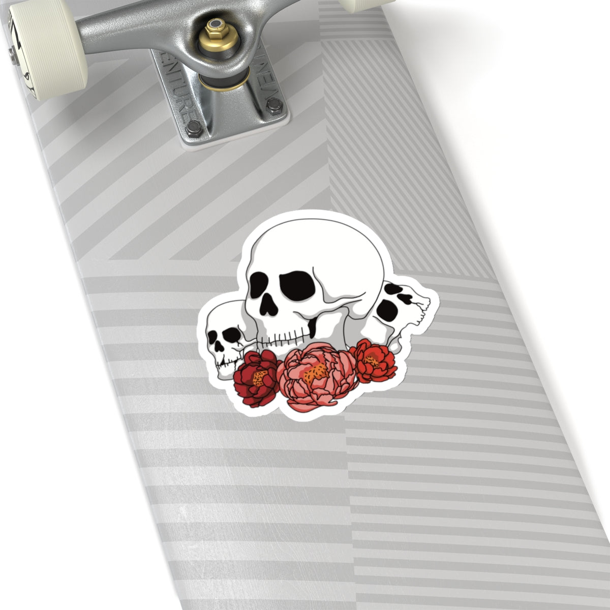 Skulls and flowers Kiss cut sticker Paper products Printify   