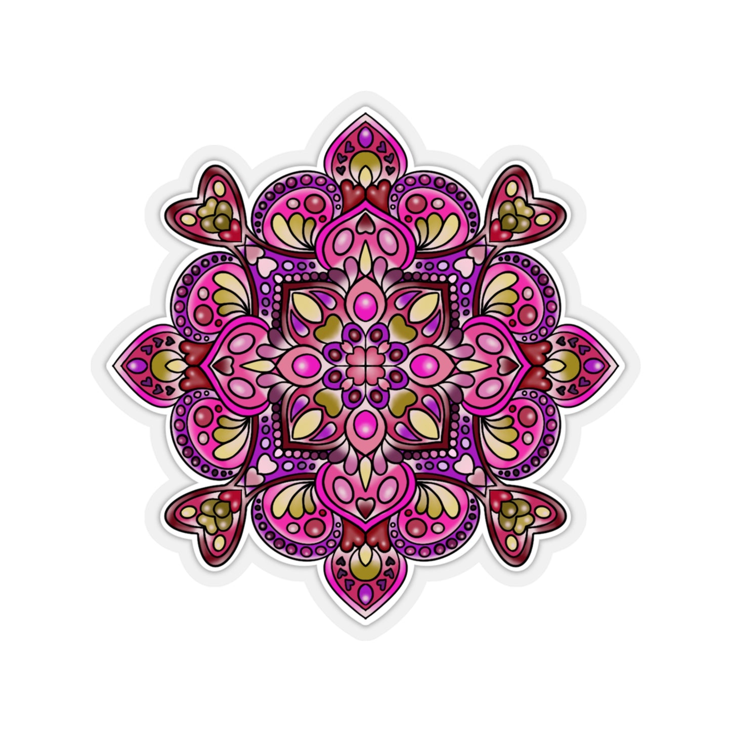 Pink Mandala Kiss-Cut Sticker Paper products Printify 4" × 4" Transparent 