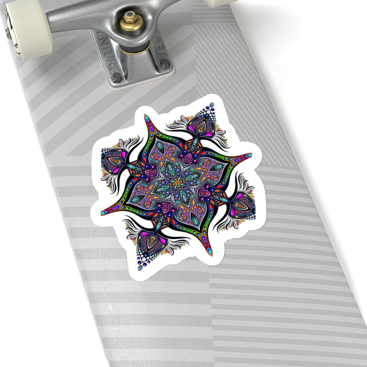 Rainbow mandala Kiss-Cut Sticker Paper products Printify 6" × 6" White 