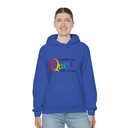 Far too queer Pride Unisex Heavy Blend™ Hooded Sweatshirt Hoodie Printify Royal S 